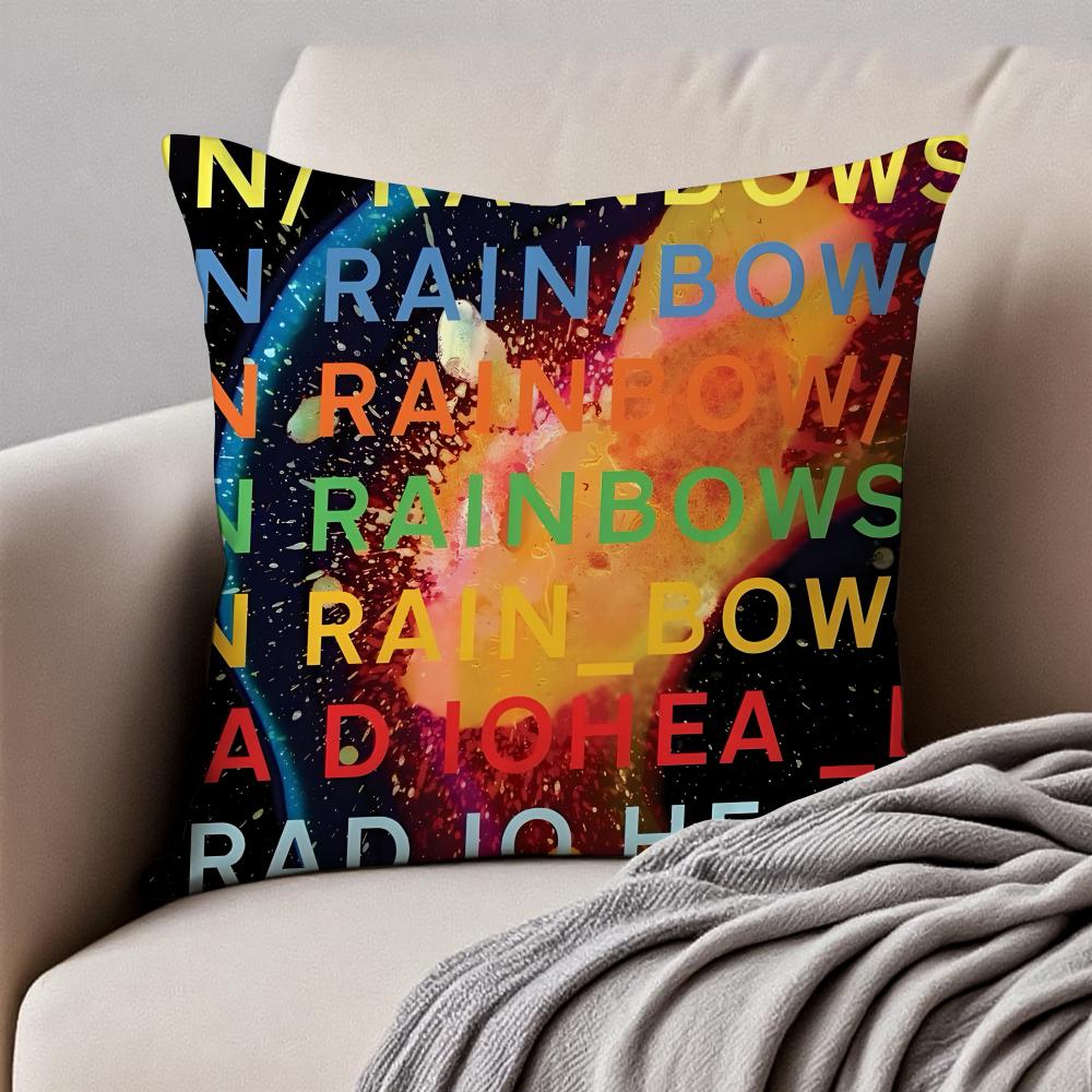 RRadiohead Cushion Cover Pillowcase Antidustmite Invisible Zipper Short Plush Sofa Cushion