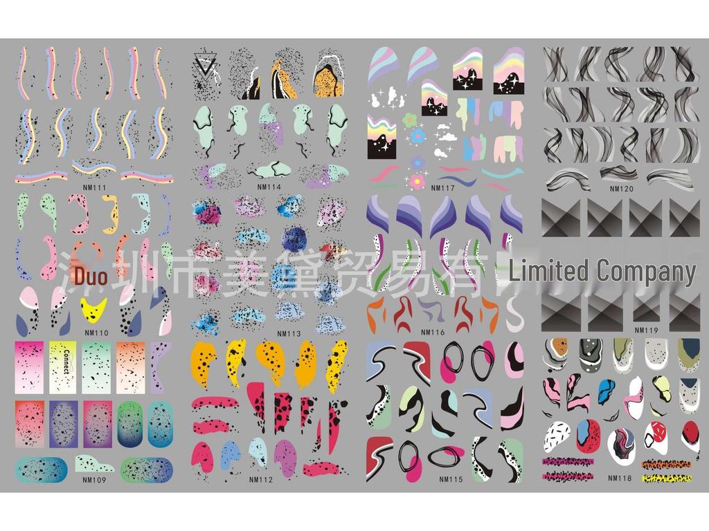 Абстрактные наклейки для ногтей с улыбающимся лицом, вымачиваемые в воде - Большие листы