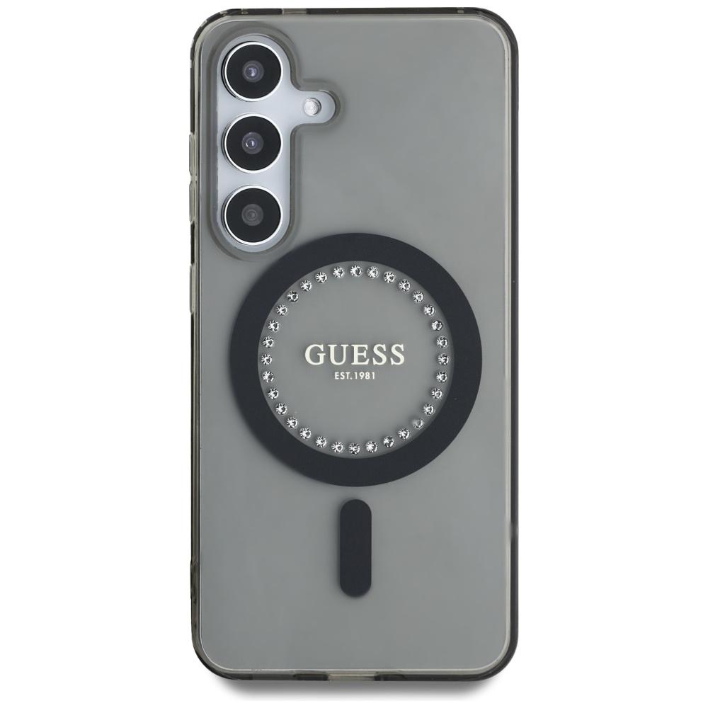 Etui do Samsung Galaxy S25 Guess Rhinestones MagSafe czarne