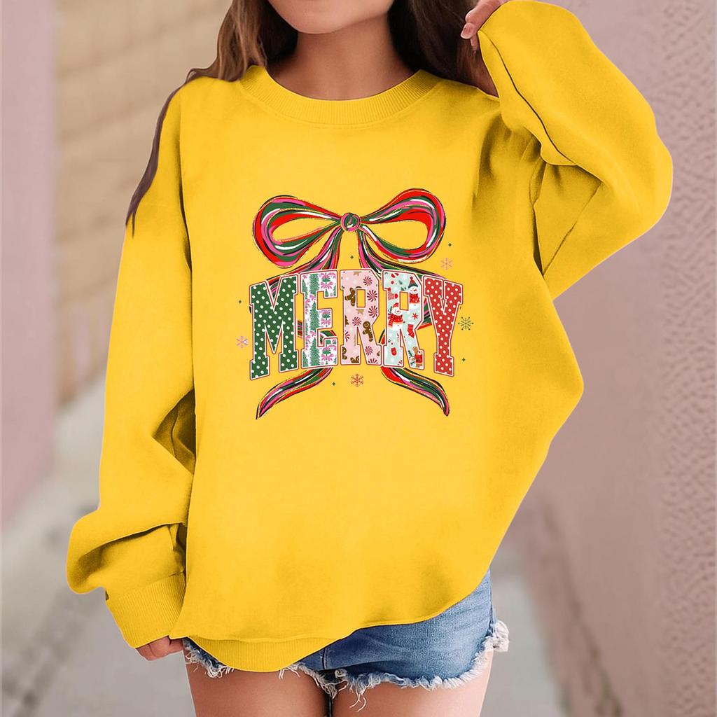 Children's Fashionable Casual Long-sleeved Loose Christmas Print Pullover Sweatshirt