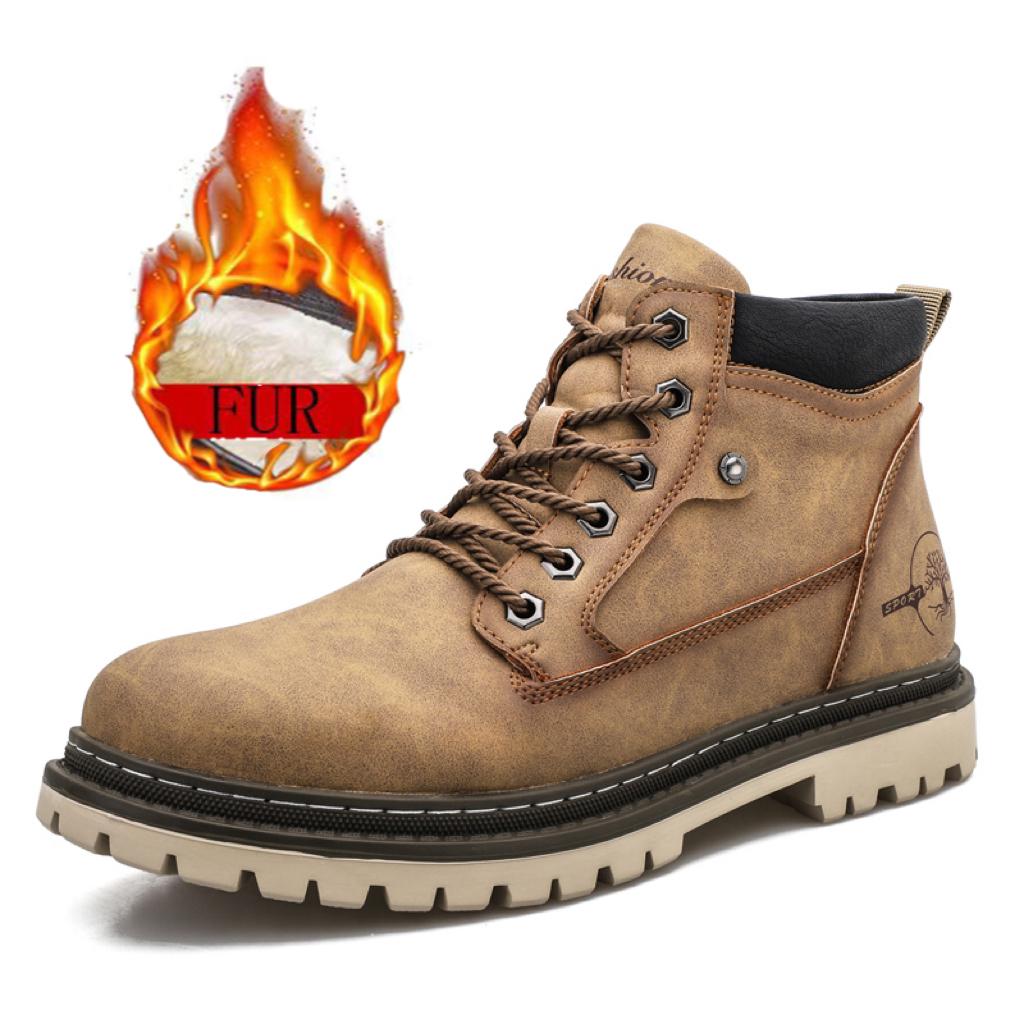 Men's Retro Casual Leather Men's Boots Vintage Lace Up Ankle Boot Cowboy Boots Combat Boots Outdoors Tooling Anti-slip Wearable