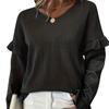 Однотонный свитер с V-образным вырезом и длинными рукавами, женский осенне-зимний трикотаж больших размеров
