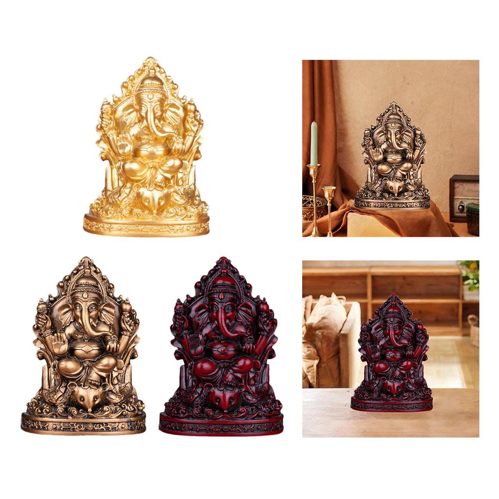 16cm Resin Elephant Ganesha Buddha Statue Handmade Desk Ornament Hindu God Craft for Garden Yard Stylish Fine Workmanship