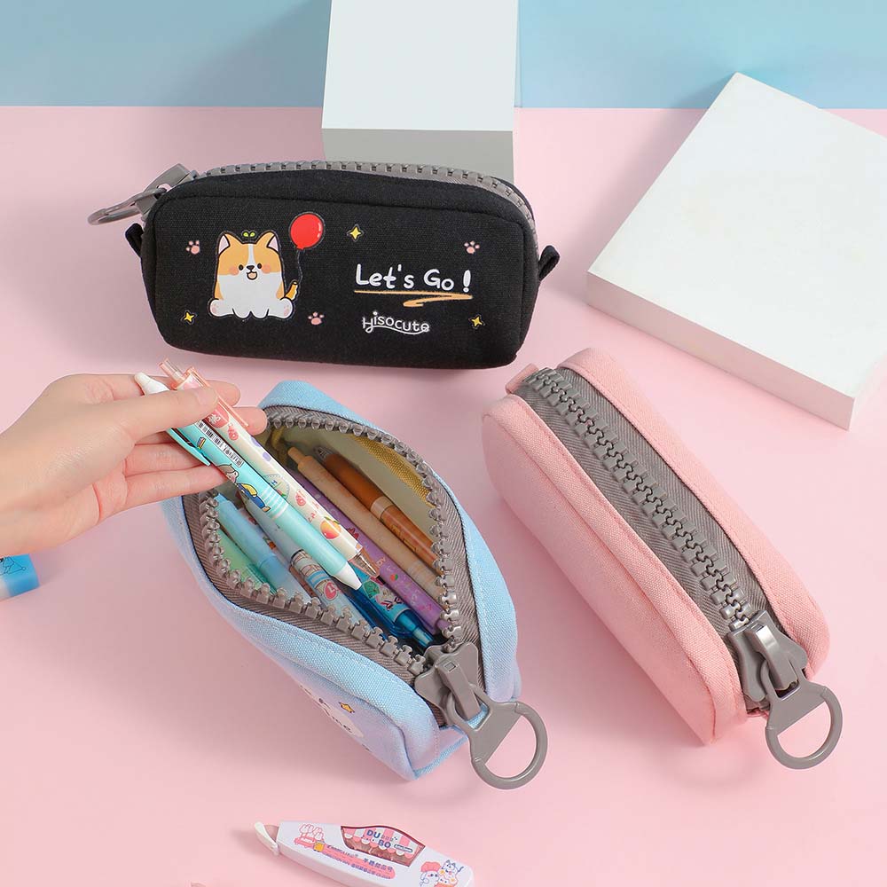 Большая емкость мультяшный холст пенал письменные принадлежности мультяшный молния пенал для карандашей дети