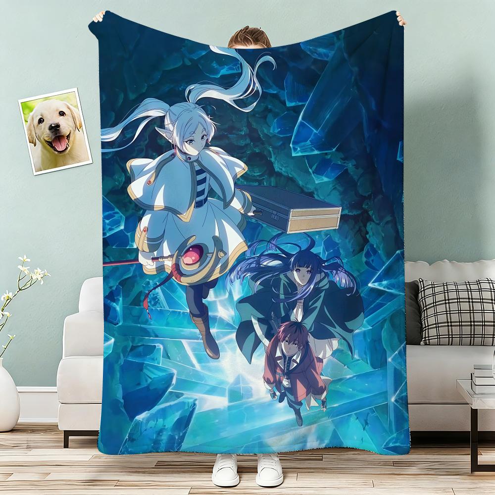 Anime FriERen Throw Lightweight 240g Flannel Blanket Soft Skin-friendly for Summer Cooling