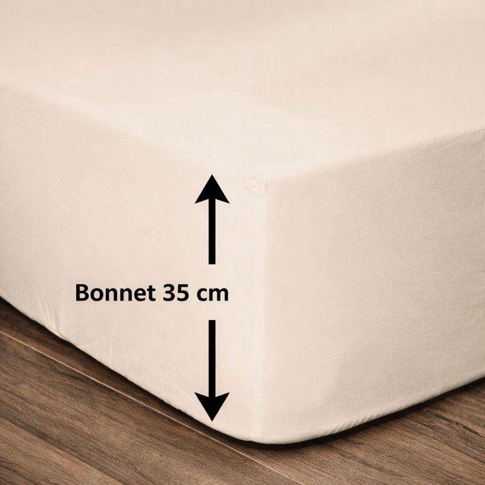Drap housse - 100% coton - 160 x 200 + Bonnet 35 cm - LOVELY HOME