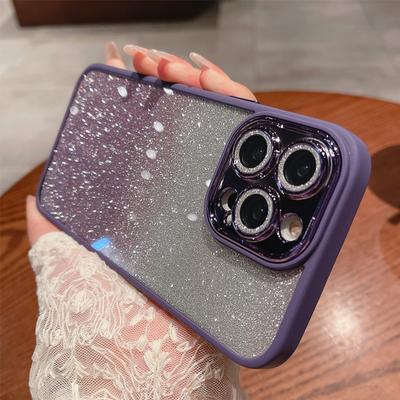 2023 Для Iphone 14 13 12 11 Pro Max Постепенные блестящие чехлы для телефонов Защитный противоударный чехол для объектива Роскошный блестящий прозрачный чехол