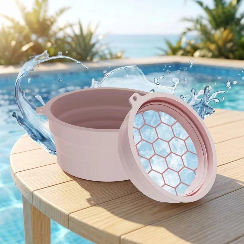 Built-in Ice Tray Foldable Face Ice Bath Bowl Silicone Cooling Washbasin  Skin Care