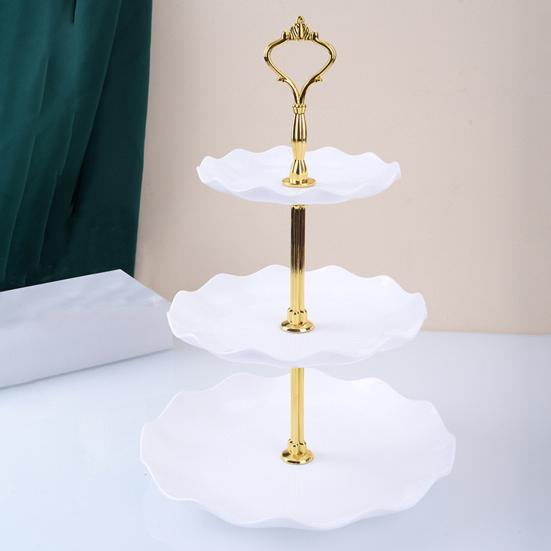 3-Tier Cupcake Stand Holder Plastic Serving Platter for Afternoon Tea Dessert Display Stand for Weddings Parties