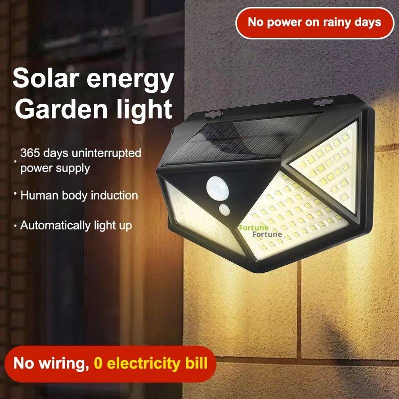 100 Светодиодных Солнечных Настенных Светильников Датчик Движения PIR Настенный Светильник Уличный Водонепроницаемый IP65 На солнечной батарее Для Столба Забора Двор Дорожка