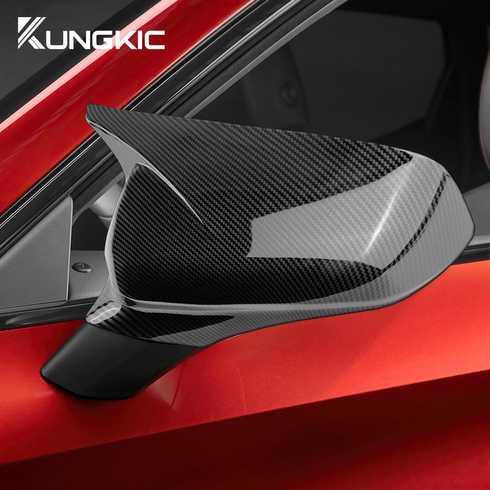 YJTX6 Rearview Mirror Cover For Seat Leon MK4 2020 2021-2023 2024 Cupra Formentor 2022-2024 Carbon Fiber ABS Glossy Black Mirror Cap