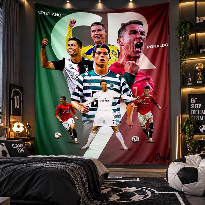 Wall Hanging Tapestry Cristiano Ronaldo Print Cloth for Living Room Bedroom Home Decor