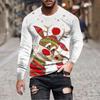 Весенне-осенние футболки с круглым вырезом, 3D-принтом с Санта-Клаусом и оленями, модные повседневные мужские футболки с длинным рукавом