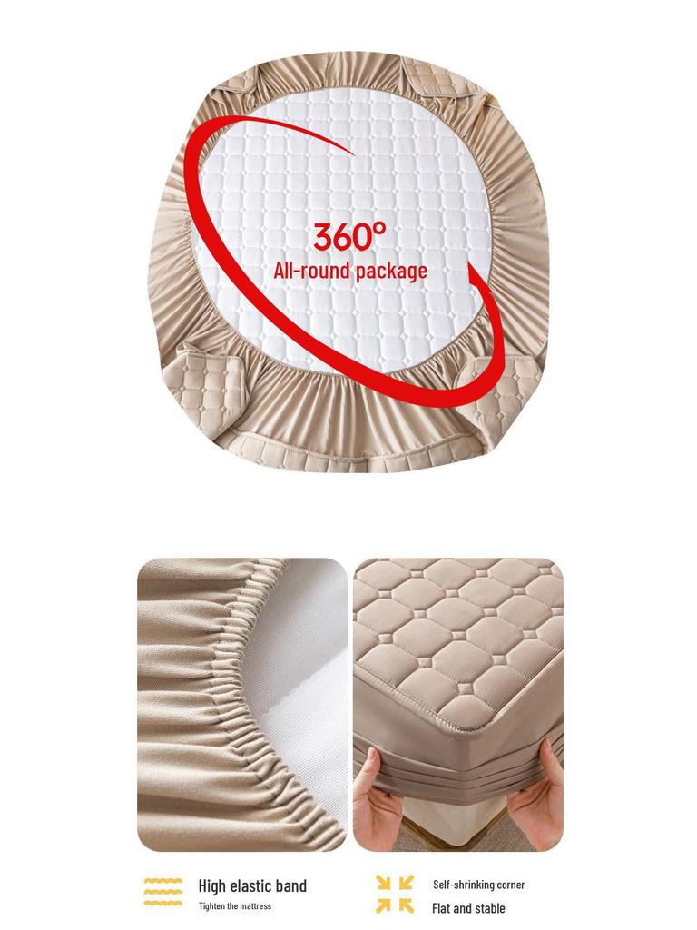 Нескользящее однотонное стеганое покрывало: Приятный для кожи, выстиранный хлопок