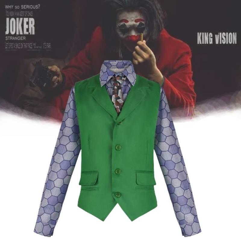 Dark Knight Joker Clown Costume With Shirt Vest Tie Set For Halloween Cosplay