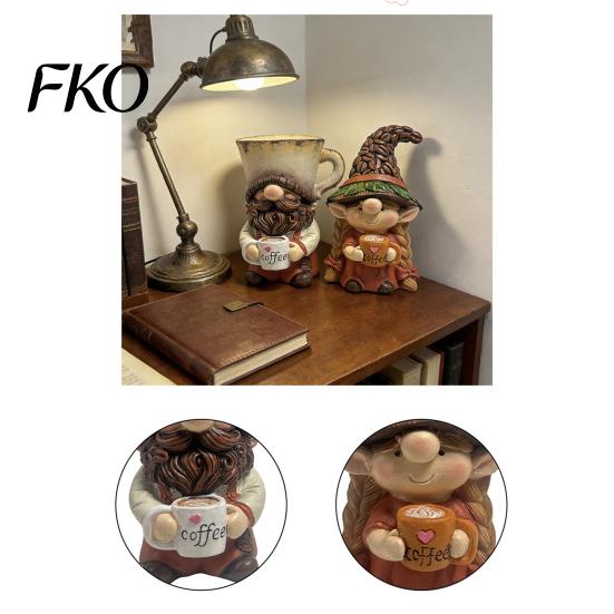 Kitchen Gnome Decor Coffee Ornaments, Cute Resin Figurines, Decorative Tabletop Hand Painted Set Centerpiece for Bar & Lovers Couple Gnomes