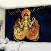Double Tailed Mermaid Tapestry Wall Hanging Indian Yoga Golden Crown Hippie Sun Moon Bohemian Dormitory Decor