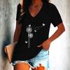 Women's Fashion V-neck Print Pullover Casual Short-sleeved T-shirt