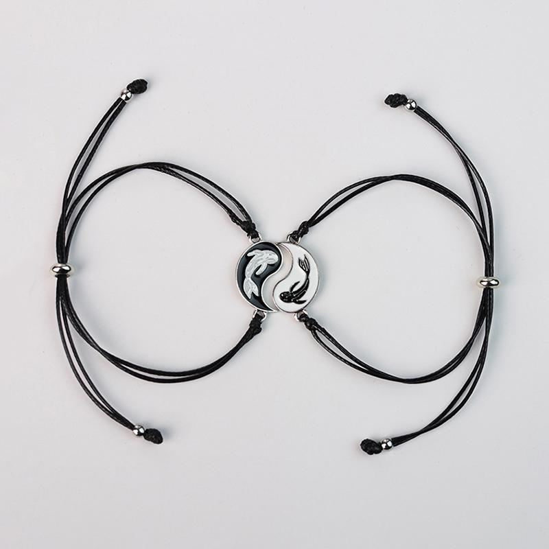 Браслет Инь и Ян для женщин и мужчин, национальность, эмаль, тайцзи, сплетни, рыба, плетеный, дружба, пара, браслет
