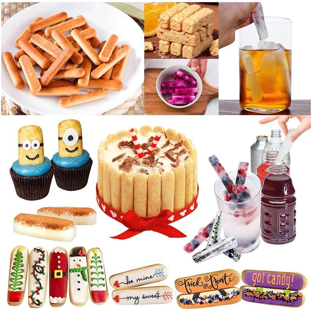 Finger Shaped Silicone Molds, 10-Cavities Rectangle Chocolate Bar Mold for Croquette, Dog Treats, Crayons, Ice Cubes