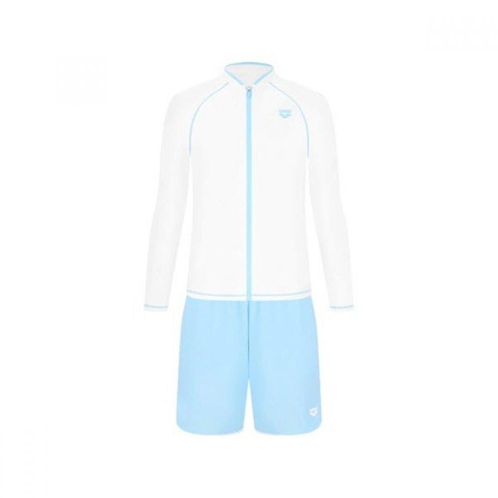 Arena Men S Wavy Regular Fit Zip Up raSh Guard Set A6bm1pc01 Wht