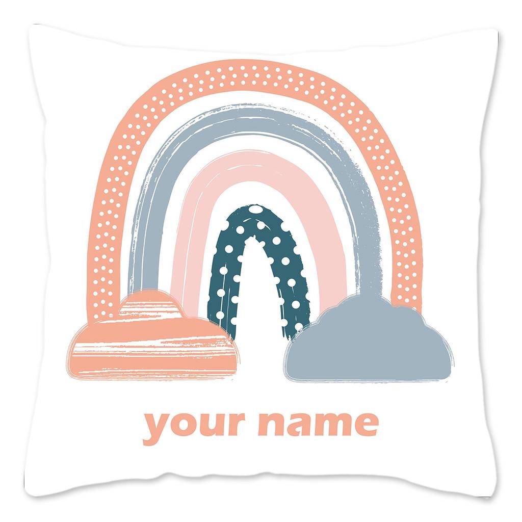 Rainbow Print Custom Cushion Cover Adult Children Personalized Name Customize Pillowcase Home Housewarming Birthday Gifts