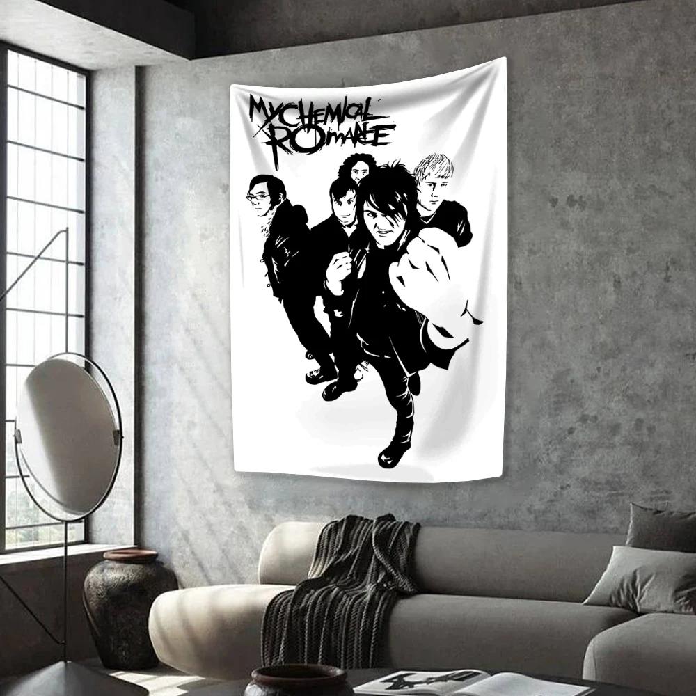 Панк Музыка Группа Гобелен My Chemical Romances Украшение для дома Спальня Общежитие Настенный Декор Фоновая ткань Концертный Декор