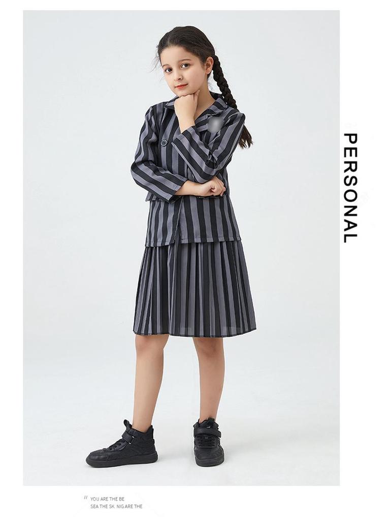 In-Stock: Wednesday Addams Black Dress Halloween Cosplay Costume