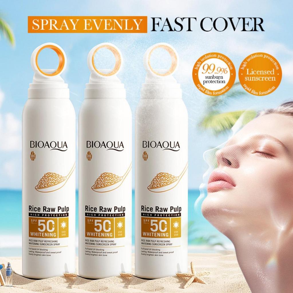 Отбеливающий солнцезащитный спрей с рисовой пастой SPF50+ Защита от ультрафиолета Солнцезащитный крем