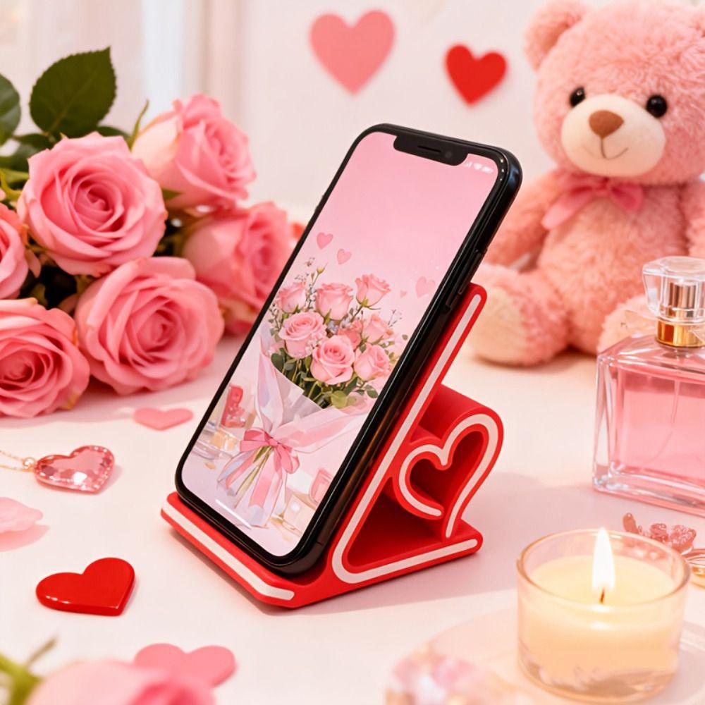 Anti-slip Heart-shaped Phone Stand 3D Printed Smartphones Support Bracket Tabletop Organizer