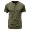 Men's Summer Casual Slim Fit Muscle Texture Henley Short Sleeve T Shirt Lightweight Breathable Vintage Style Tee