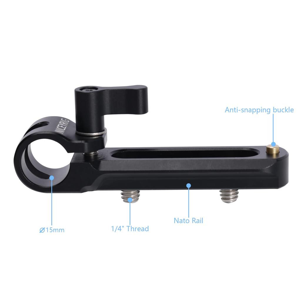 NICEYRIG Nut Rail for Camera NATO Rail with Pin To Prevent Falling 15mm Rod Clamp with Screw Length 80mm DSLR Equipment Photography Equipment
