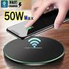 NEW 50W Qi Wireless Charger Fast Charging Pad for All Qi Standard iPhone Samsung Huawei Xiaomi Android Mobile Phone