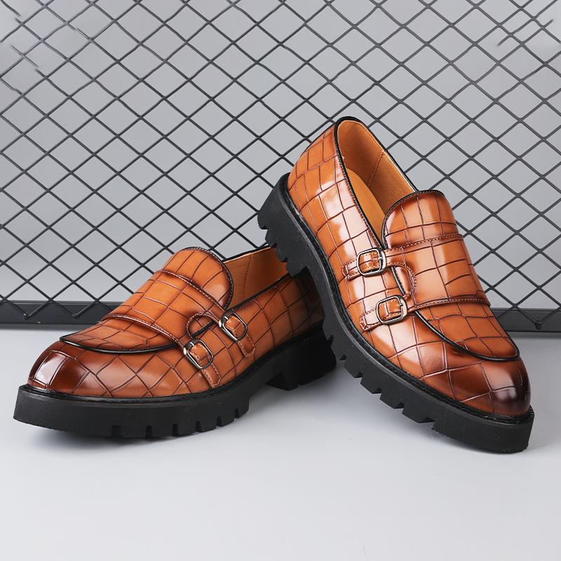 Designer Brand Men's Leather Casual Shoes Fashionable Low Top Loafers Massage Sole Men's Work Shoes Versatile for Commuting