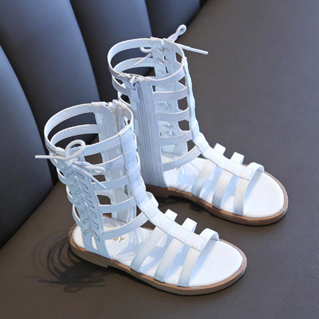 Toddler Infant Kids Baby Girls Summer Roman Princess Shoes Open Toe Zip Sandals