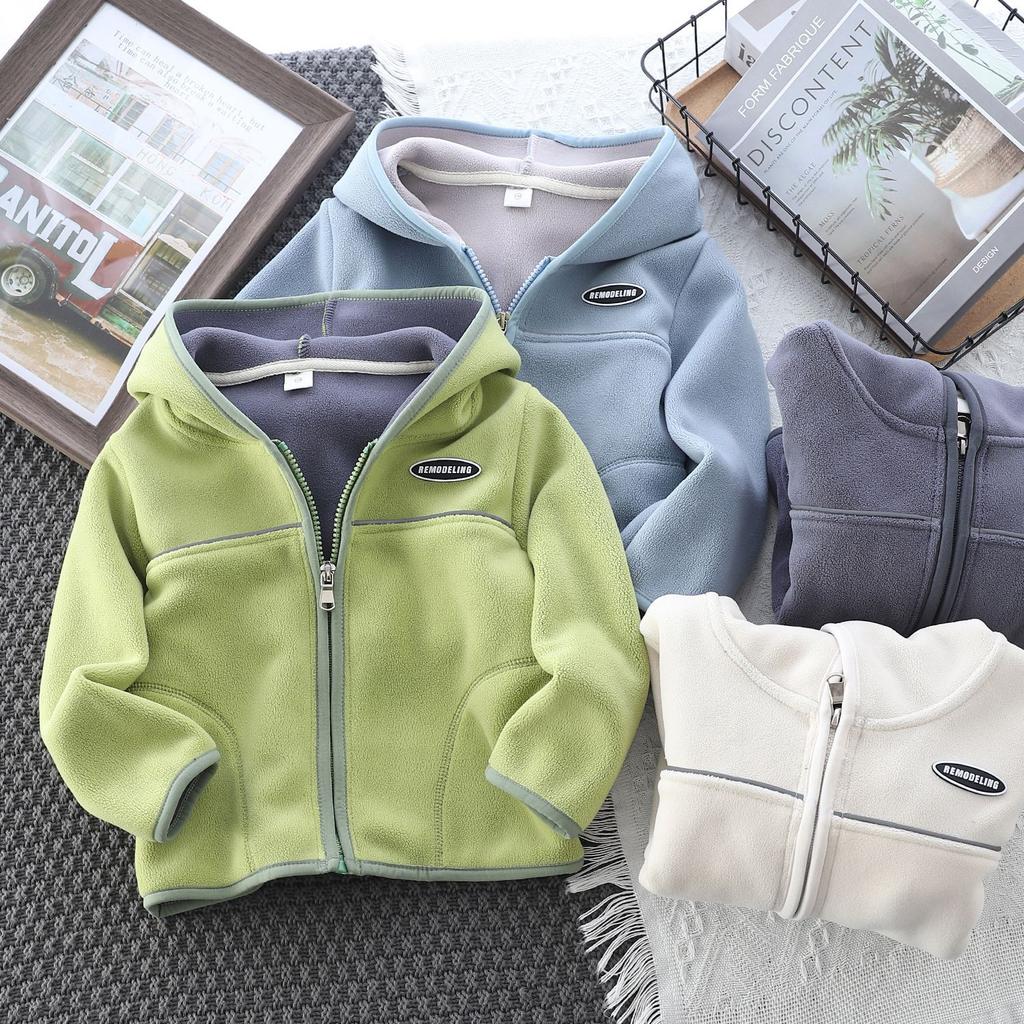 Детское худи из полар-флиса с капюшоном, осенне-весеннее, спортивное, повседневное, детские толстовки на молнии для мальчиков 2-12 лет, одежда