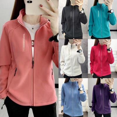 Весенне-осенняя флисовая куртка женская флисовая плюс бархат утолщенный стоячий воротник кардиган для занятий спортом на открытом воздухе теплый свитер топ