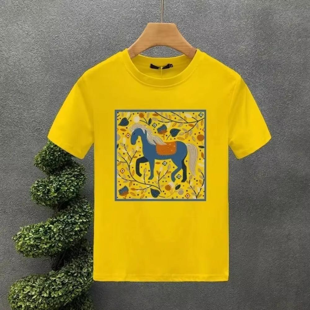 Cute Horse Style Luxury Brand Cotton Letter Print Couple T-Shirt Summer Harajuku MenWomen Short Sleeve T-shirt Men's Clothing