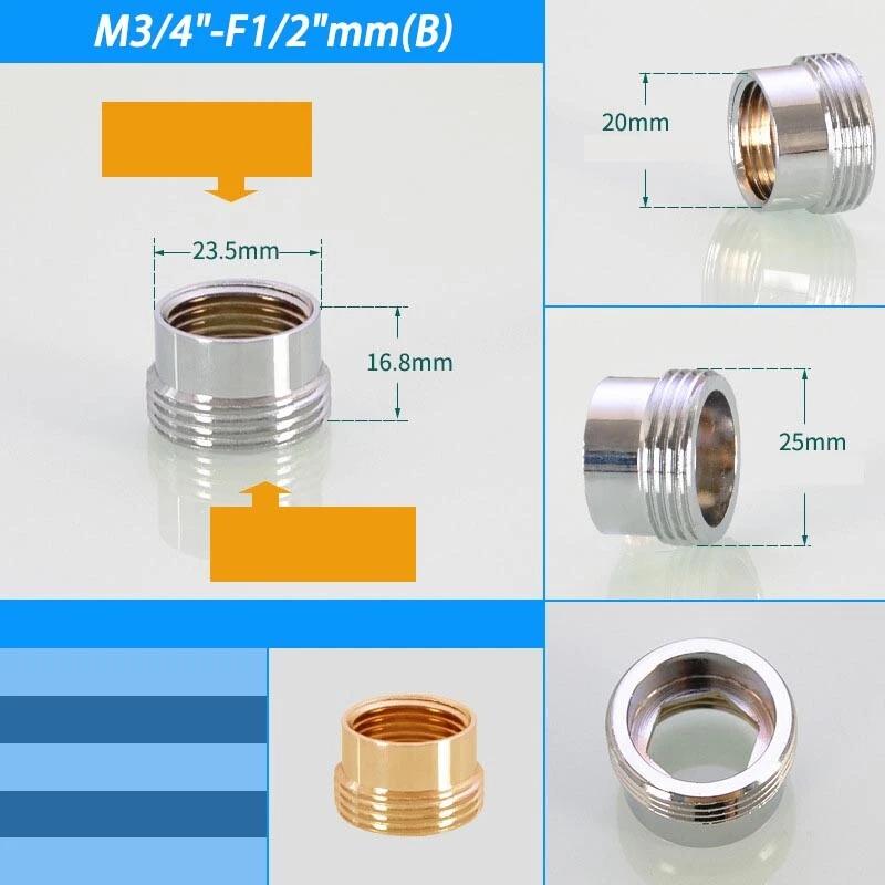Соединитель-аэратор для крана Hongtu M20 M22 M24 на 1/2" 3/4" Латунный, с наружной и внутренней резьбой, мелкой/крупной | Водосберегающий адаптер для кухонного смесителя