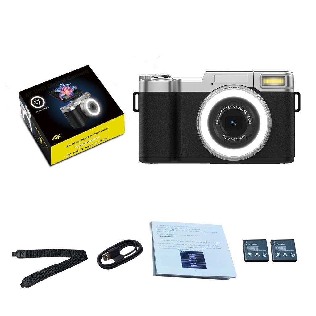 Цифровая камера 4K, разрешение 48 МП, 18-кратный зум, компактный дорожный размер для селфи и видеозаписи, цифровая камера 4K