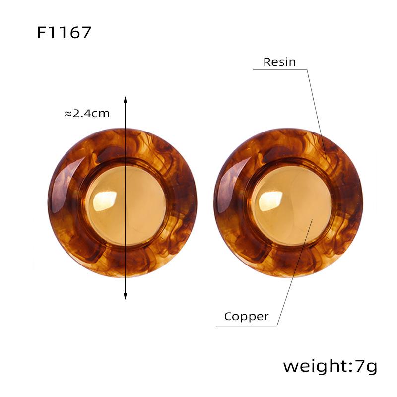 Новые китайские серьги Майяра с индивидуальным темпераментом Niche Temperament Copper Material Resin Earrings Tide