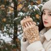 Fleece Lined Fingerless Furry Gloves Thickened Faux Fur Handwarmer  Classroom Study