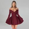 European and American Autumn and Winter Small Fragrance Style Elegant Slim Fit Waist Cinched A-line Long Sleeved Dress