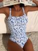 Women's High-Waisted Printed One-Piece Swimsuit - New European and American Style