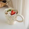Fairy Design Small Floral Irregular Hand-Squeezed Ceramic Cup Dessert Coffee Cup Export
