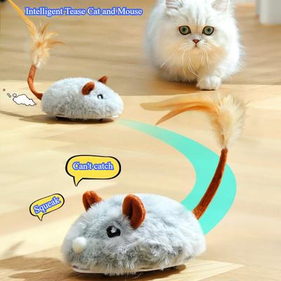 Реалистичная плюшевая игрушка-мышь для кошек Интерактивные игрушки для кошек для игры в помещении Веселые бегающие мыши Игрушки для домашних животных для кошек Котят Интерактивные домашние животные