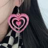 1 пара розовых сережек-крючков с сердечками, винтажные милые полые акриловые серьги-подвески для женщин и девочек, модные аксессуары, подарок
