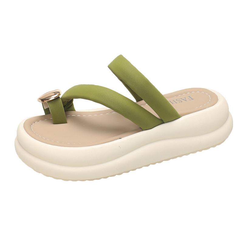 Тапочки с резинкой, женские, летние, с металлической толстой подошвой, удобные, для отдыха, пляжные сандалии, женская мода, женская, летняя, дышащая обувь