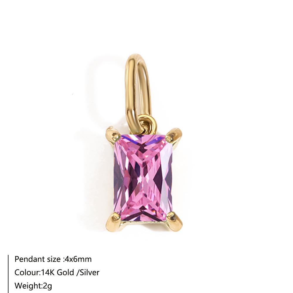 Прямоугольные подвески из нержавеющей стали с покрытием 14K золотом, с камнями по месяцам и цирконием