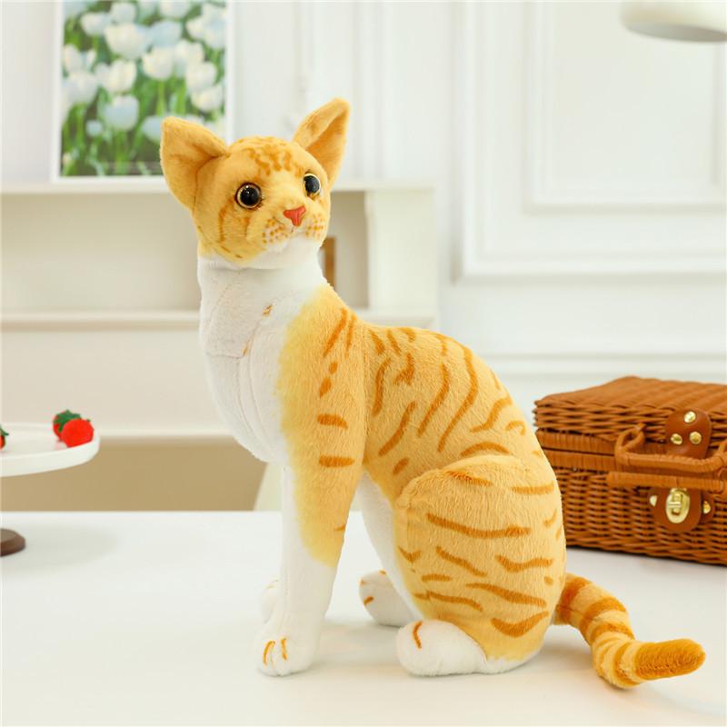 Realistic Plush Cat Toy Lifelike Short Hair Kitten Stuffed Animal Doll Wholesale